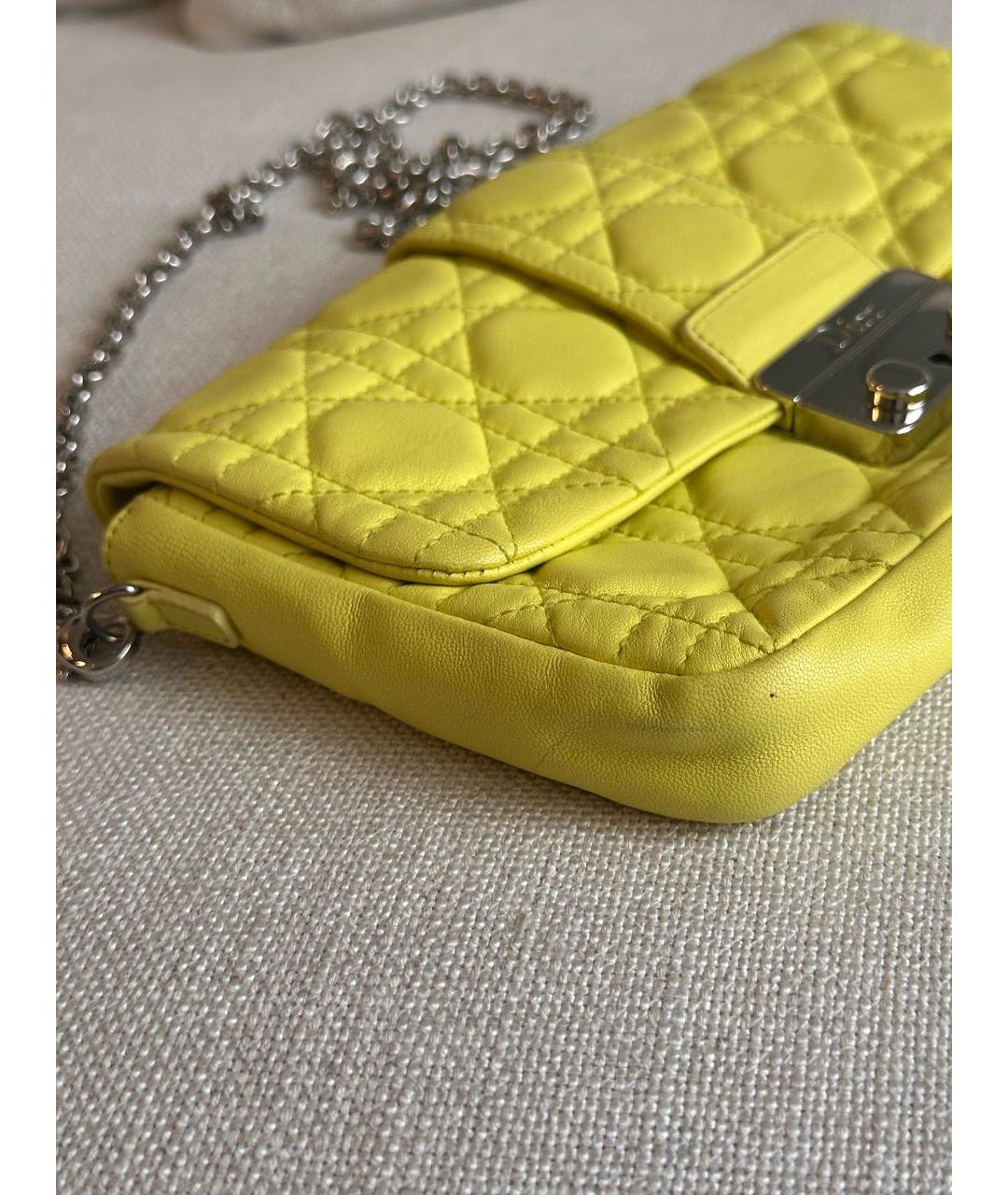 CHRISTIAN DIOR Желтая кожаная сумка через плечо, фото 4