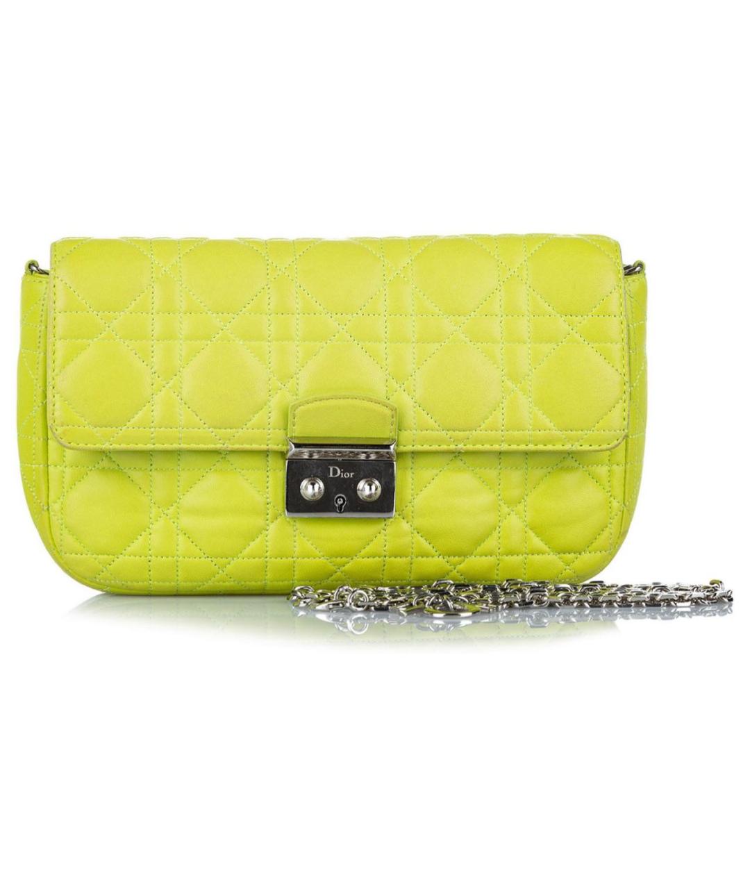 CHRISTIAN DIOR Желтая кожаная сумка через плечо, фото 1