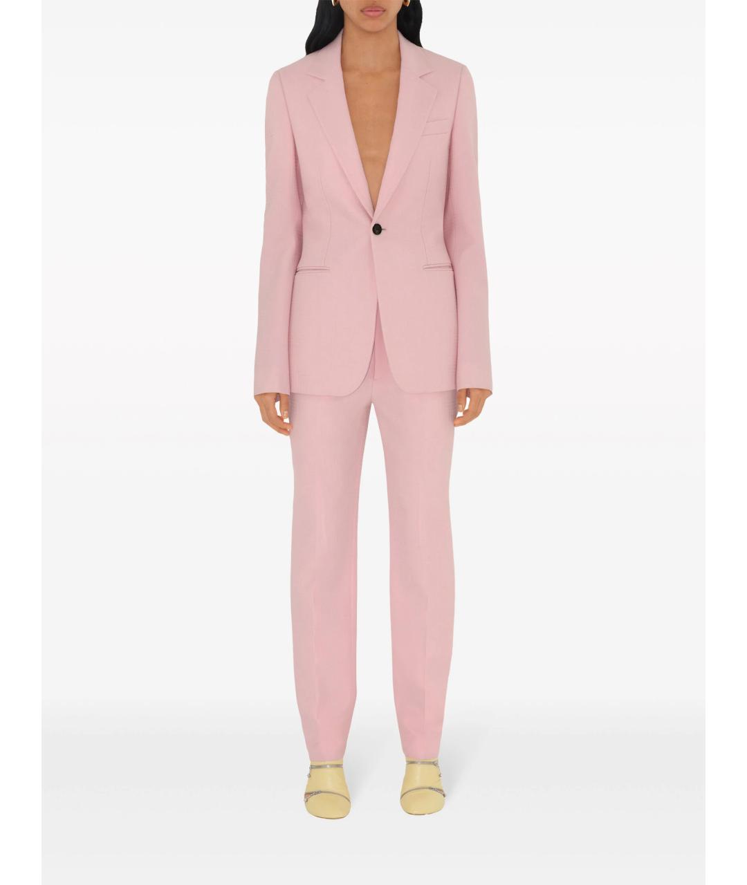 BURBERRY Розовый шерстяной жакет/пиджак, фото 4