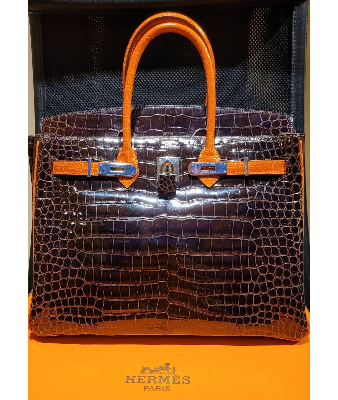 HERMES PRE-OWNED Коричневая сумка тоут из экзотической кожи, фото 3