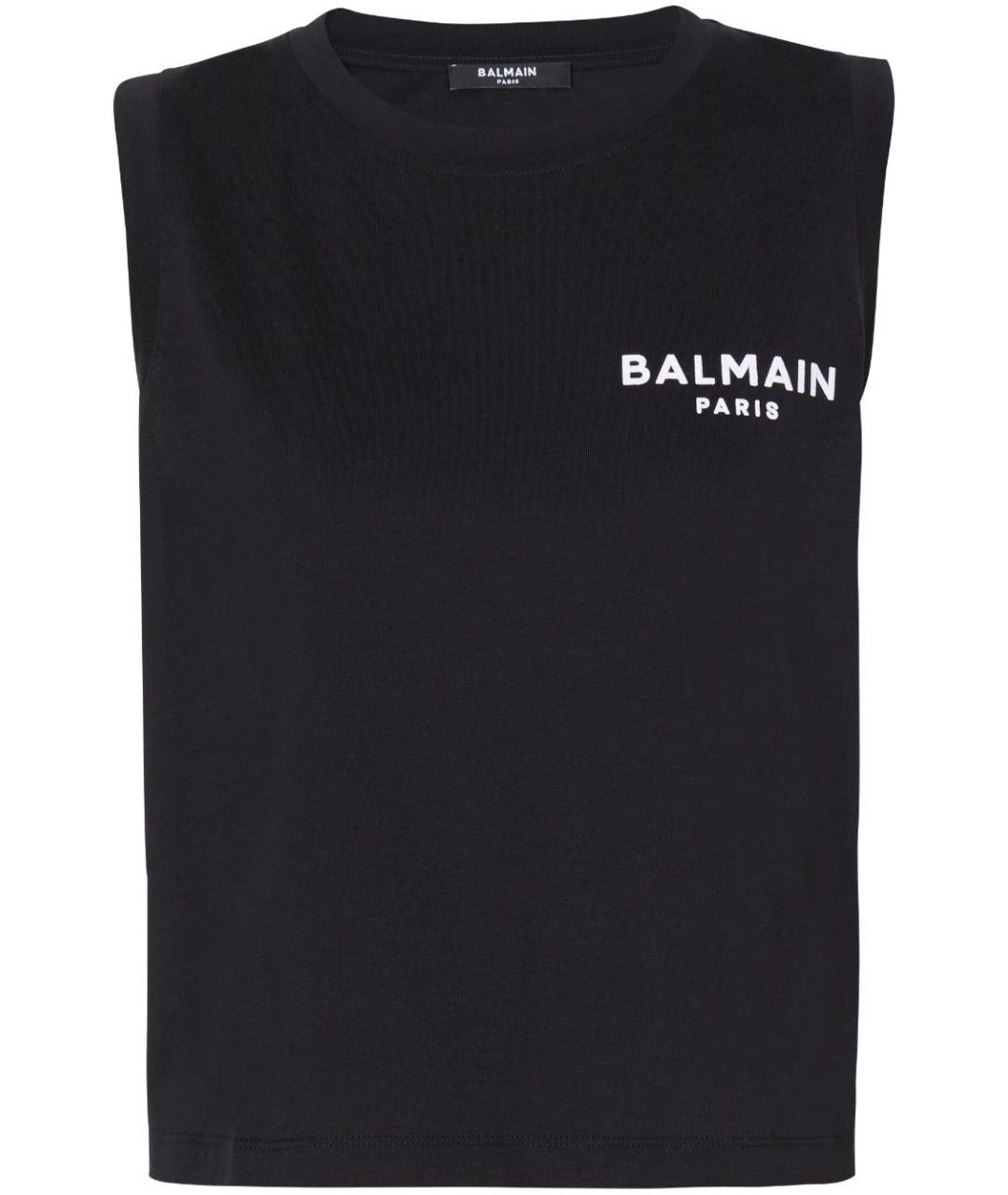 BALMAIN Черная хлопковая майка, фото 1