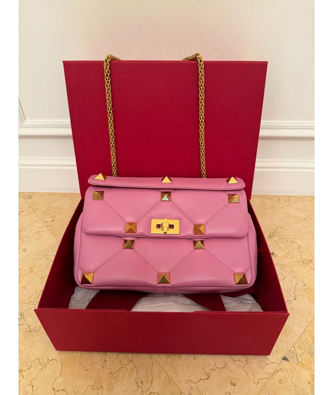 VALENTINO Розовая кожаная сумка через плечо, фото 5