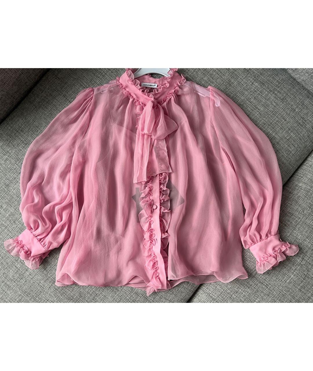 DOLCE&GABBANA Розовая шелковая рубашка/блузка, фото 5