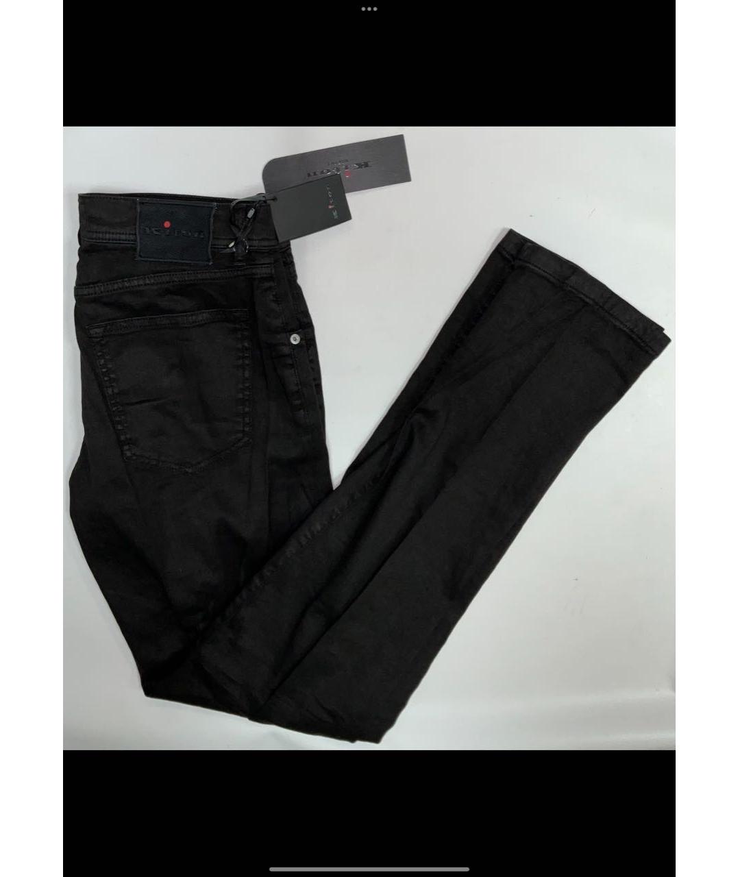 KITON Черные хлопко-эластановые прямые джинсы, фото 9
