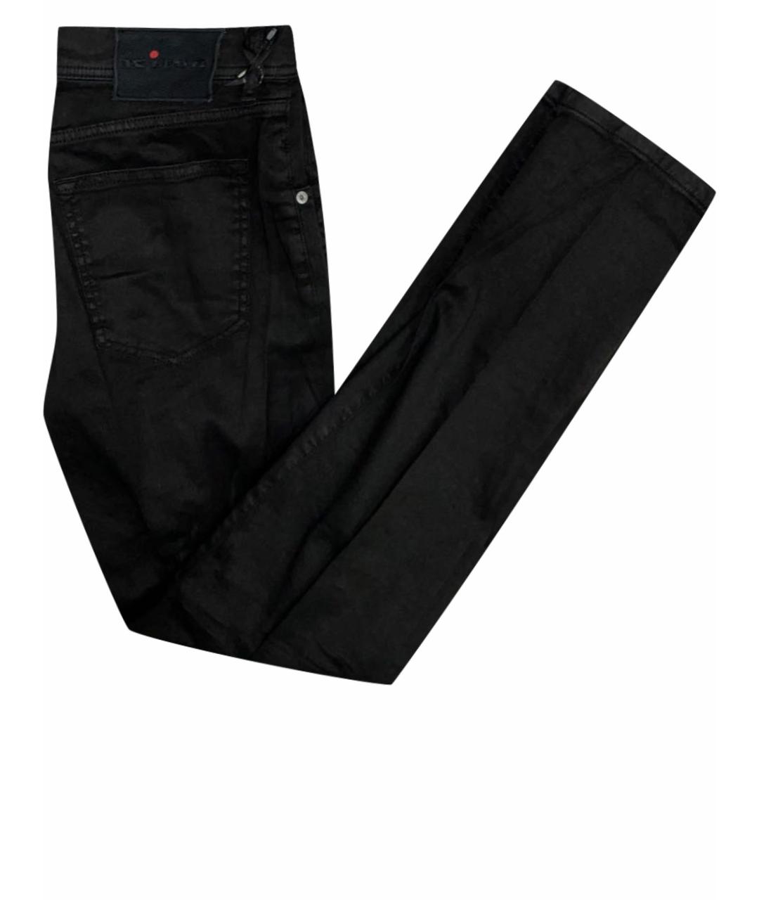 KITON Черные хлопко-эластановые прямые джинсы, фото 1