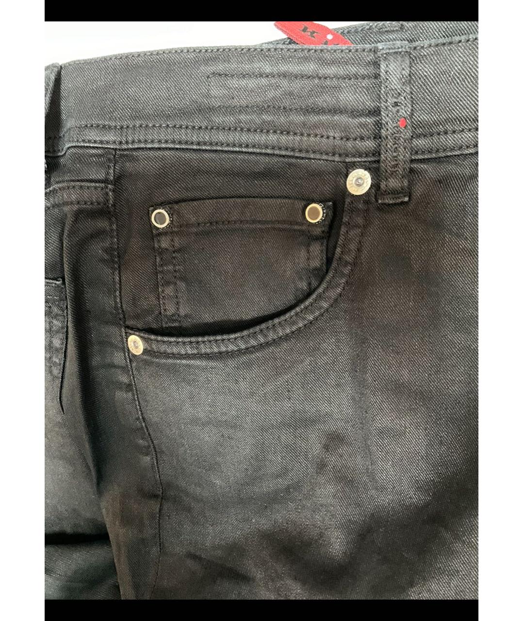 KITON Черные хлопко-эластановые прямые джинсы, фото 7