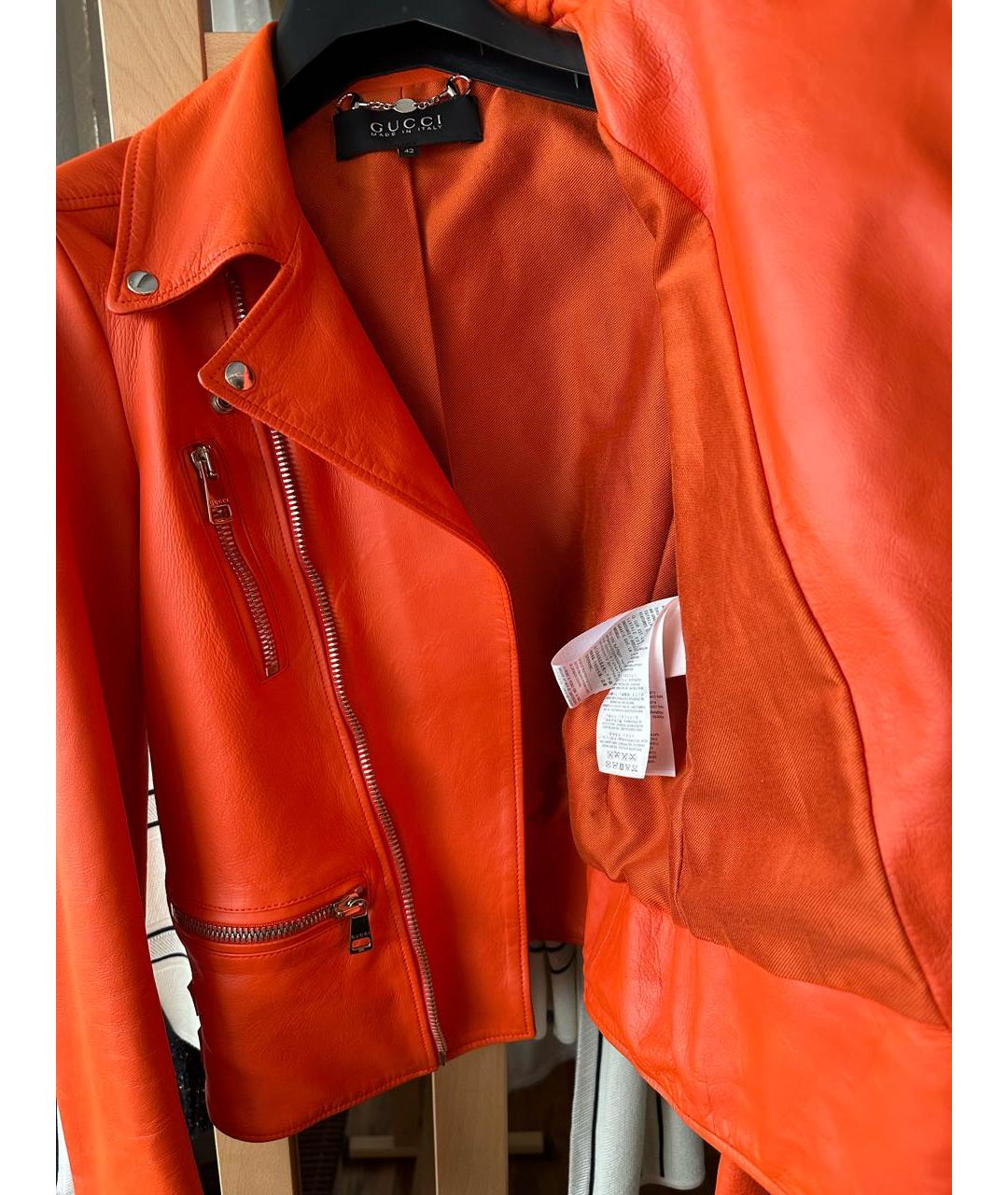 GUCCI Оранжевая кожаная куртка, фото 5