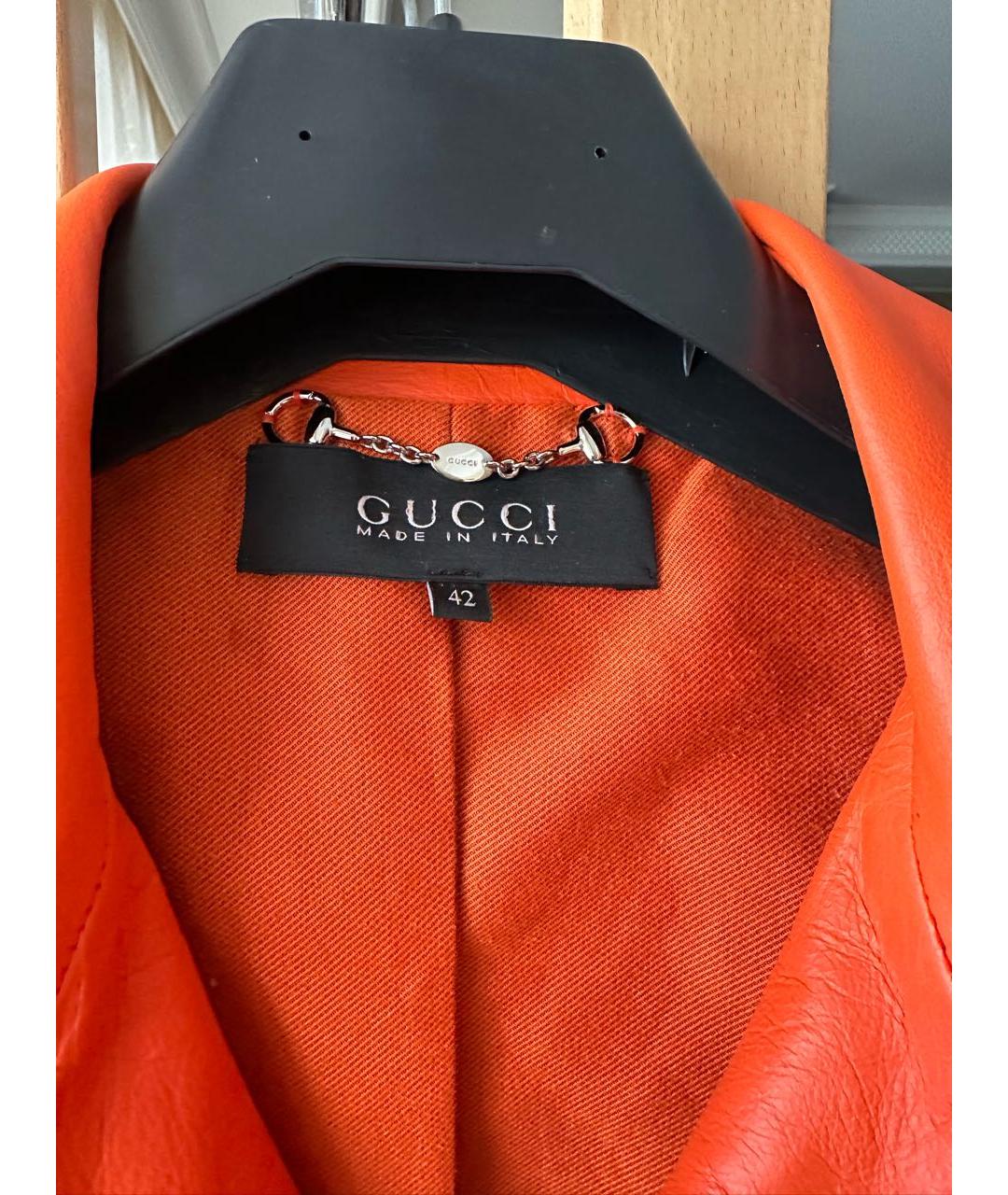 GUCCI Оранжевая кожаная куртка, фото 3