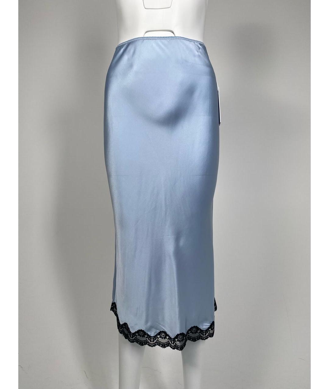 REFORMATION Голубая шелковая юбка миди, фото 2