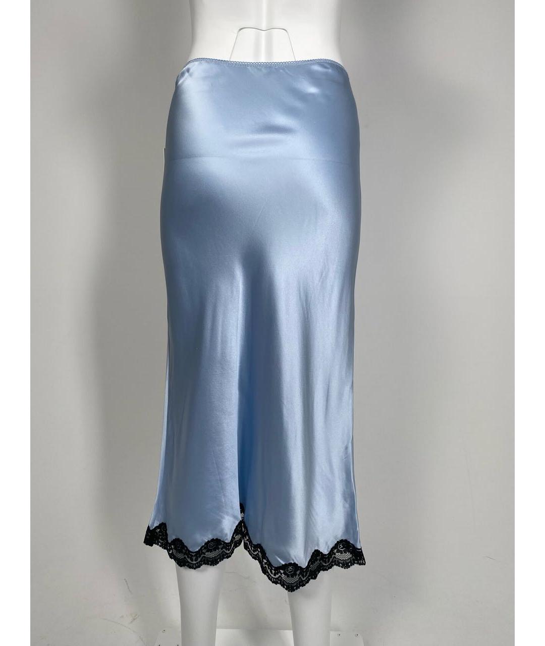 REFORMATION Голубая шелковая юбка миди, фото 3
