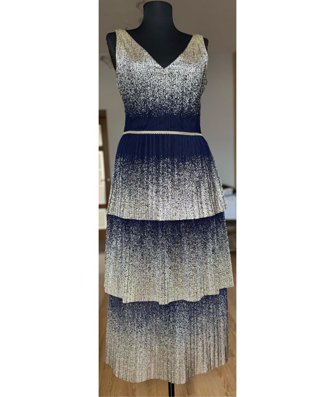 MARCHESA NOTTE Темно-синее полиэстеровое вечернее платье, фото 7