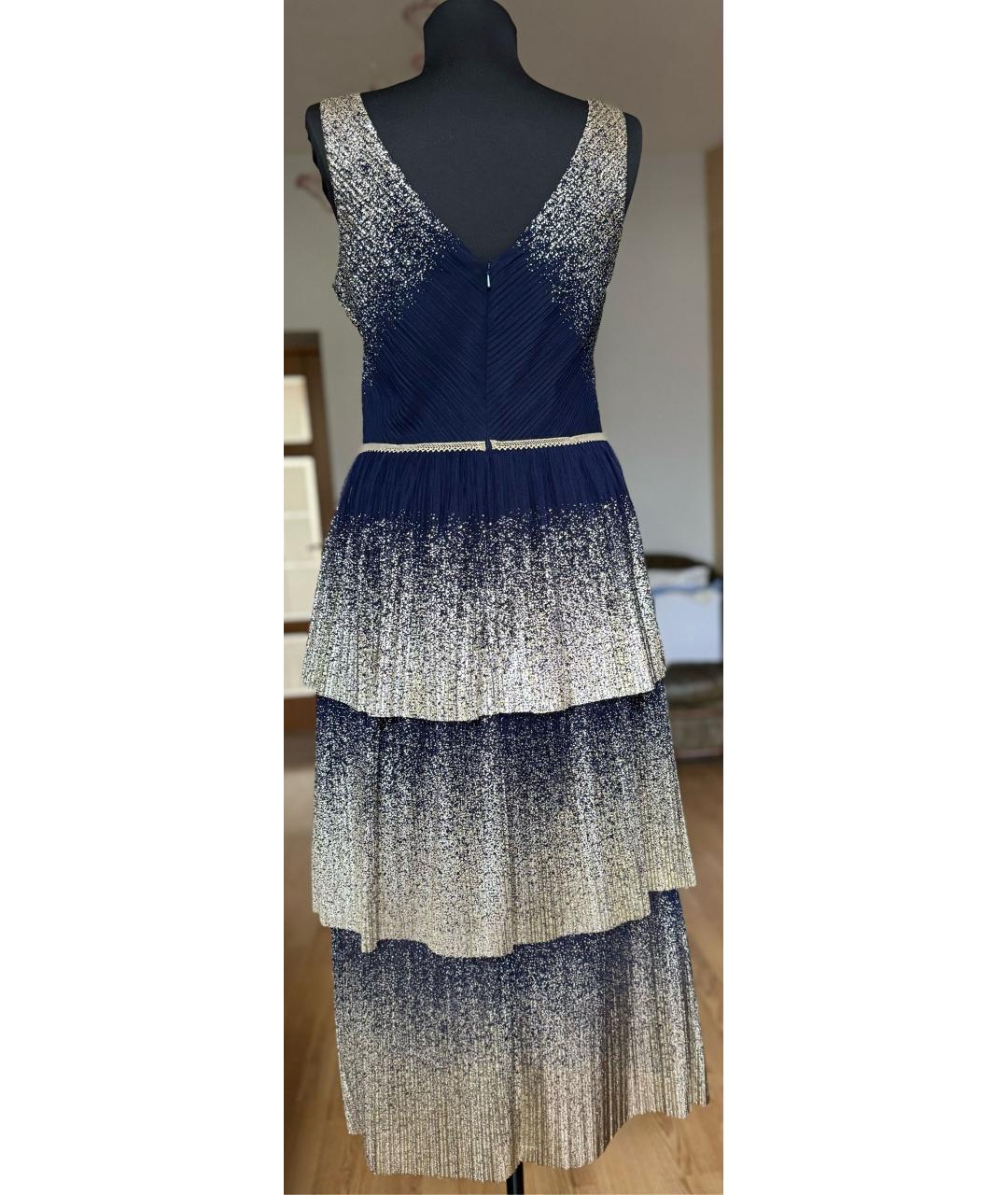 MARCHESA NOTTE Темно-синее полиэстеровое вечернее платье, фото 2