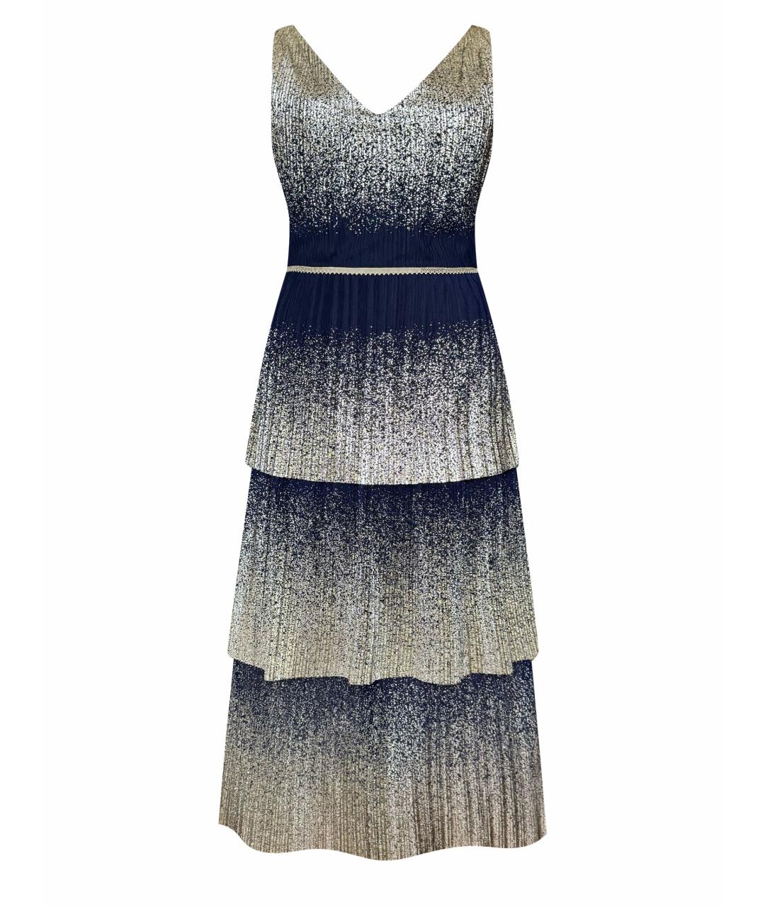MARCHESA NOTTE Темно-синее полиэстеровое вечернее платье, фото 1