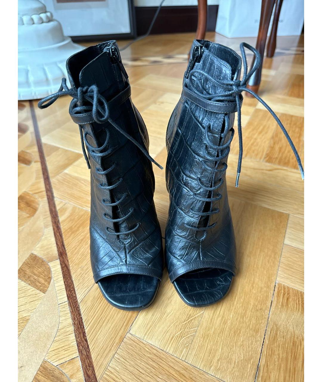 SAINT LAURENT Черные кожаные ботильоны, фото 2
