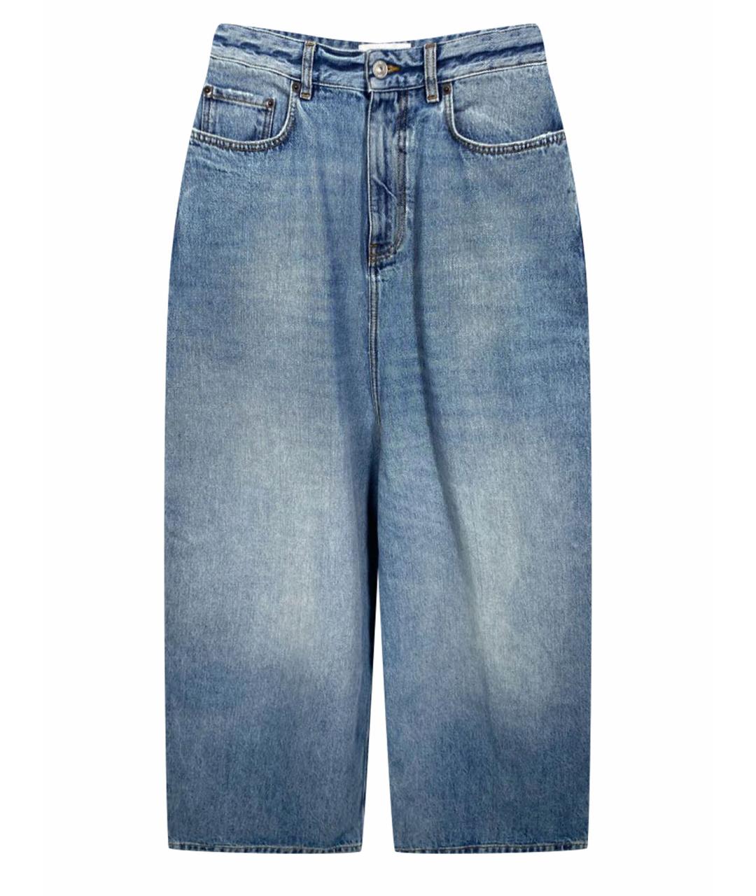 BALENCIAGA Голубые хлопковые прямые джинсы, фото 1