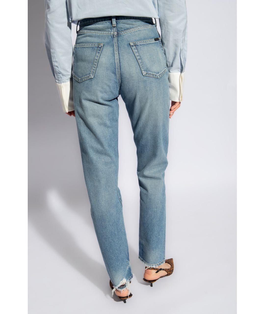 SAINT LAURENT Синие хлопковые джинсы слим, фото 3