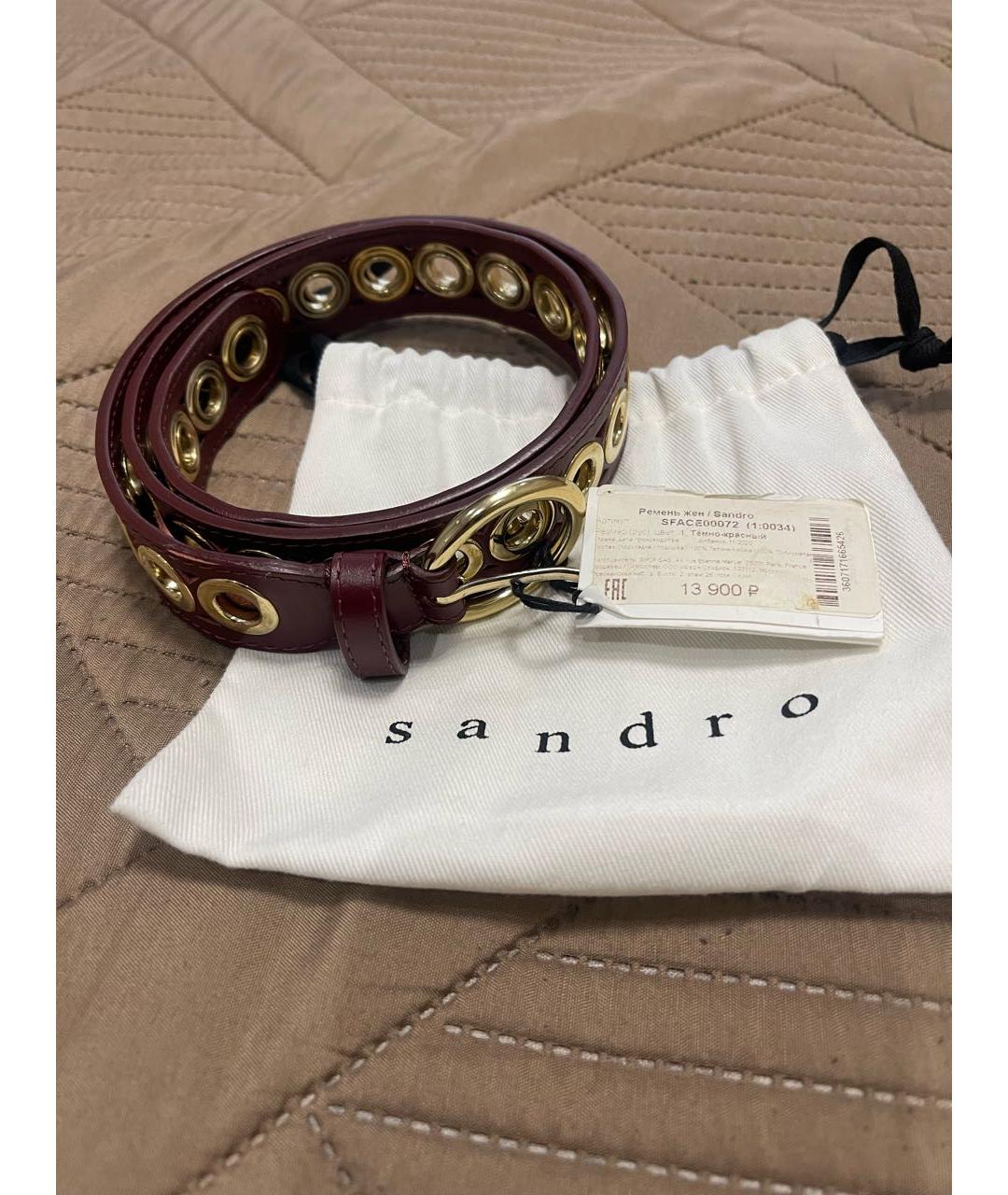 SANDRO Бордовый кожаный ремень, фото 3