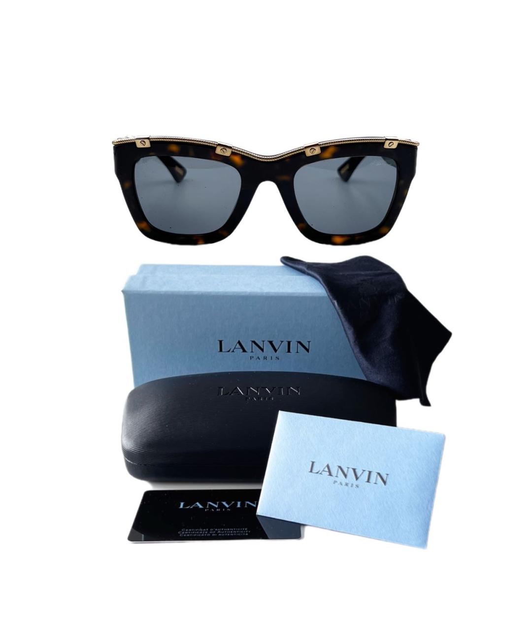 LANVIN Коричневые пластиковые солнцезащитные очки, фото 2