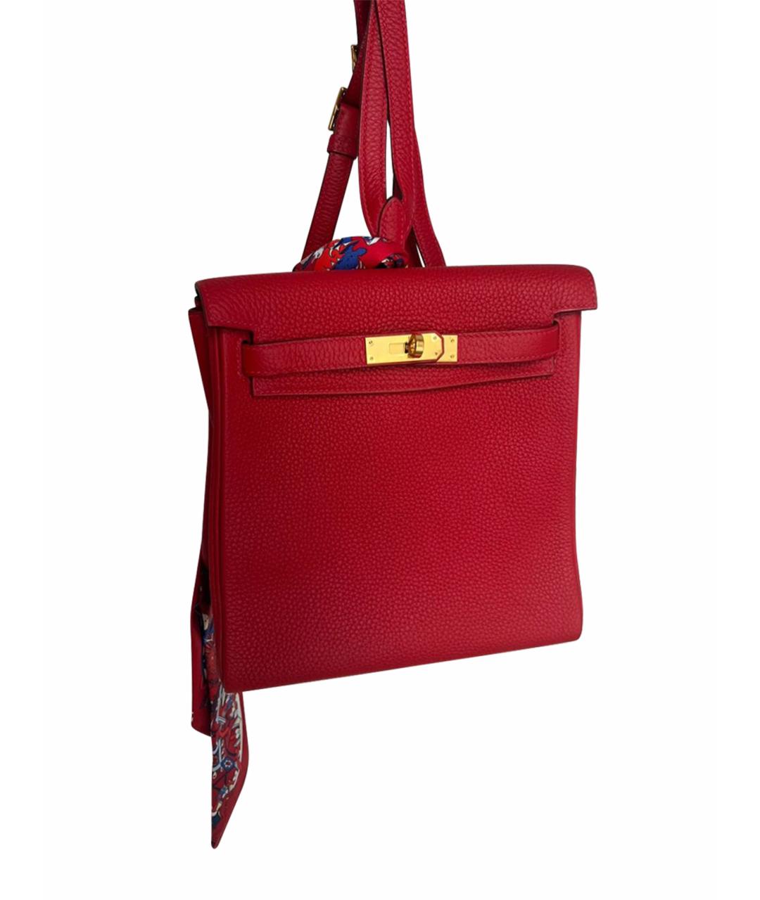 HERMES Красный кожаный рюкзак, фото 1