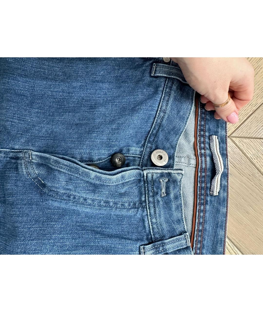 LORO PIANA Синие прямые джинсы, фото 4