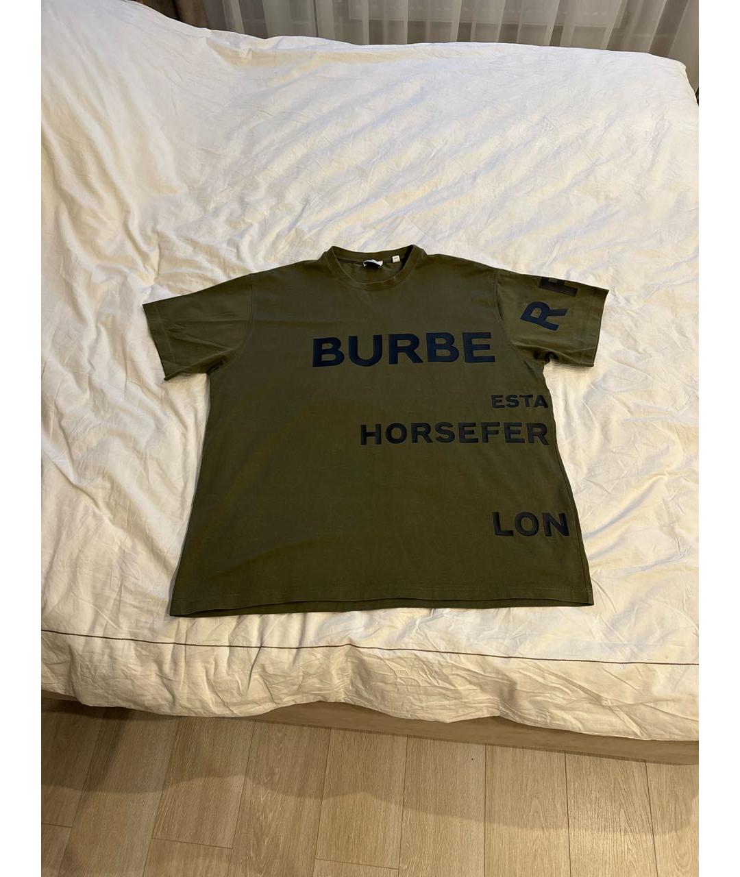 BURBERRY Хаки хлопковая футболка, фото 7