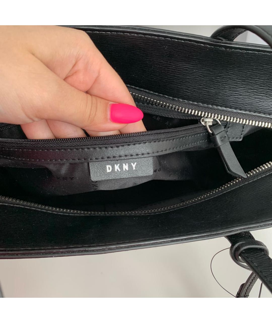DKNY Черная сумка тоут из искусственной кожи, фото 7