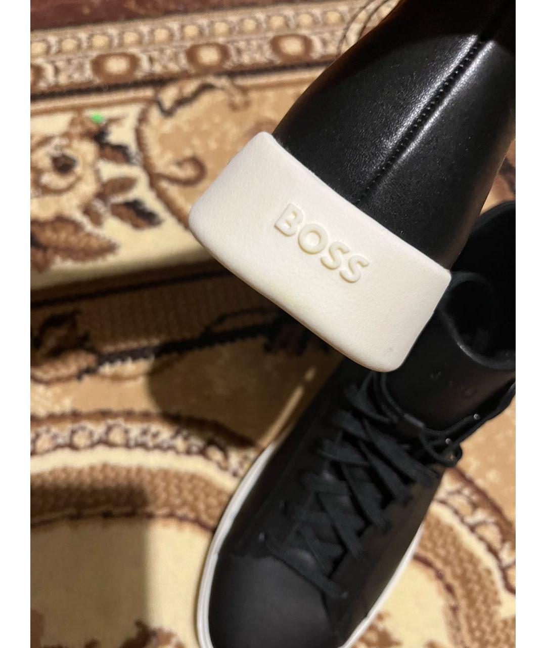 HUGO BOSS Черные высокие кроссовки / кеды из искусственной кожи, фото 4