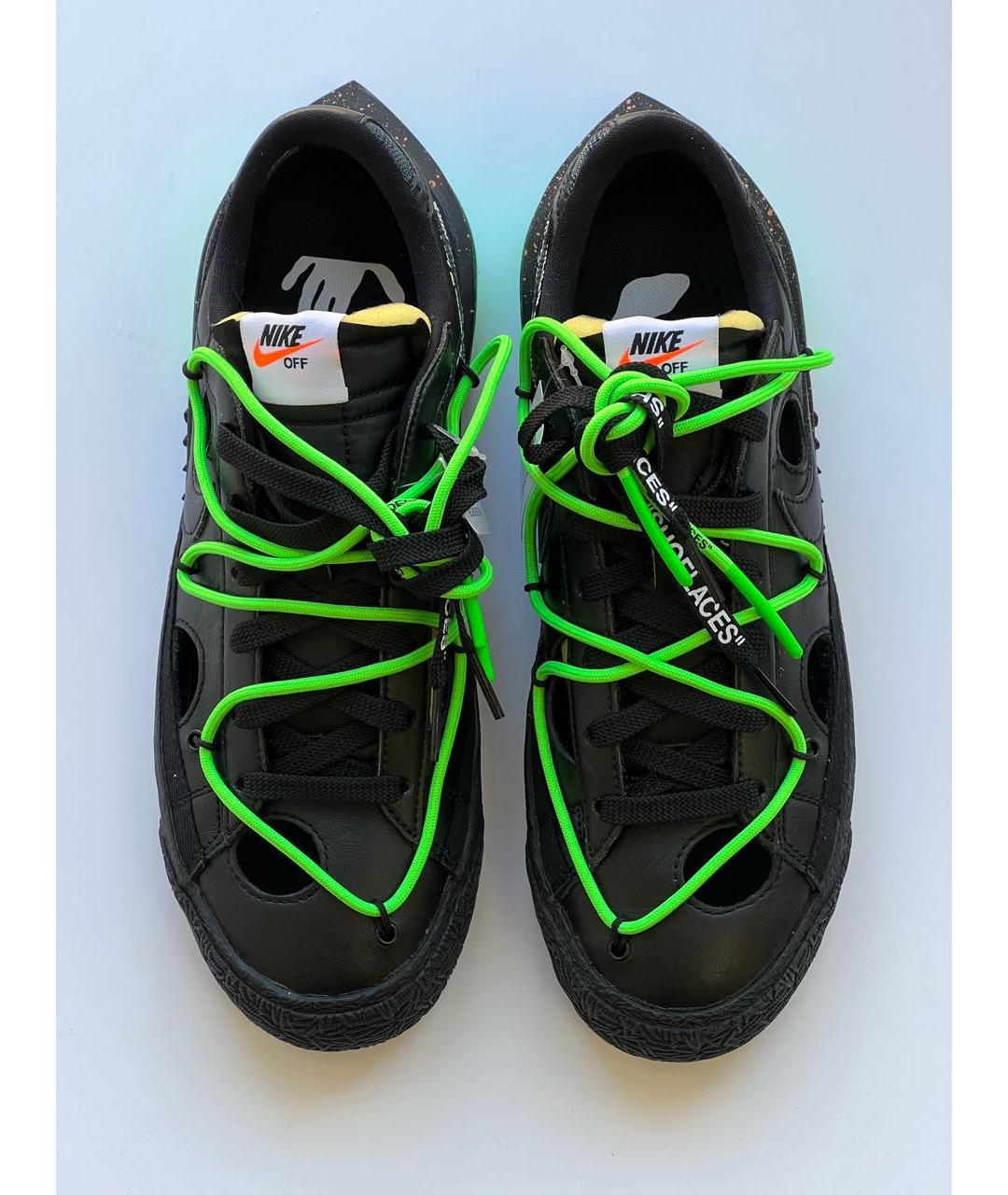 NIKE X OFF-WHITE Черные кожаные низкие кроссовки / кеды, фото 2