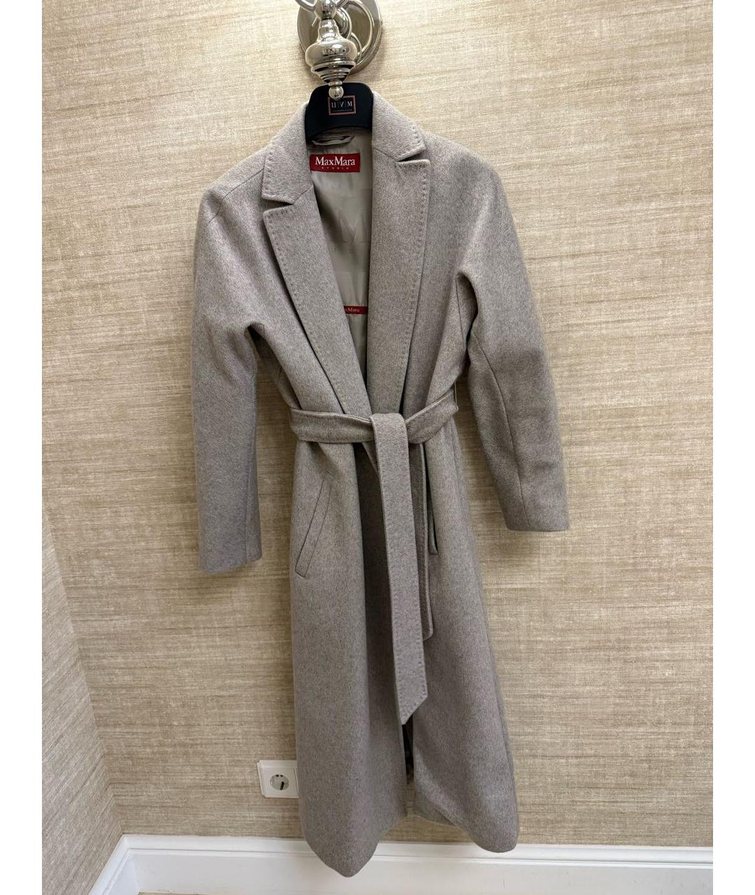 MAX MARA STUDIO Серое кашемировое пальто, фото 3
