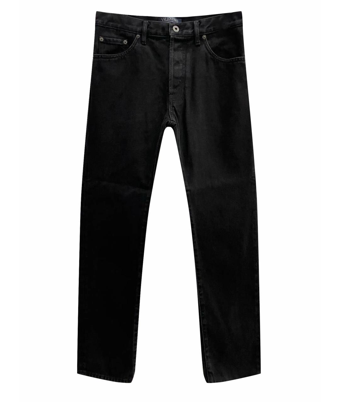 VALENTINO Черные хлопко-эластановые прямые джинсы, фото 1