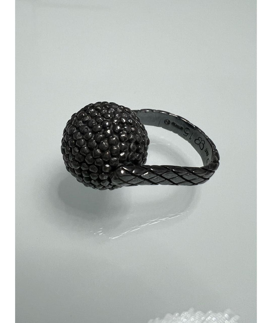 BOTTEGA VENETA Антрацитовое серебряное кольцо, фото 5