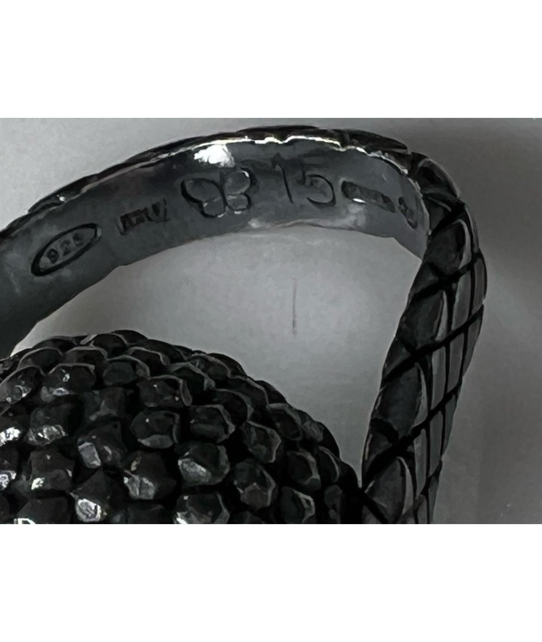 BOTTEGA VENETA Антрацитовое серебряное кольцо, фото 4