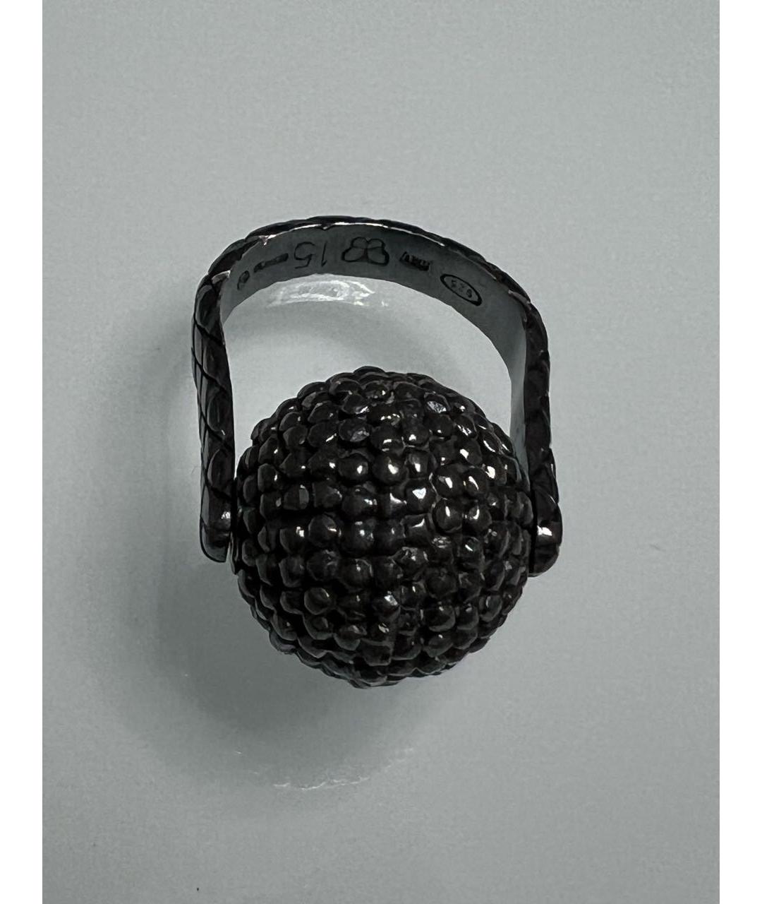 BOTTEGA VENETA Антрацитовое серебряное кольцо, фото 2