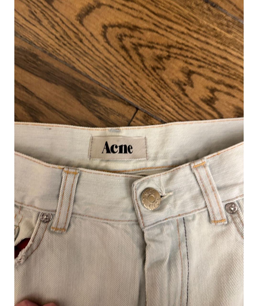 ACNE STUDIOS Голубые хлопковые прямые джинсы, фото 4