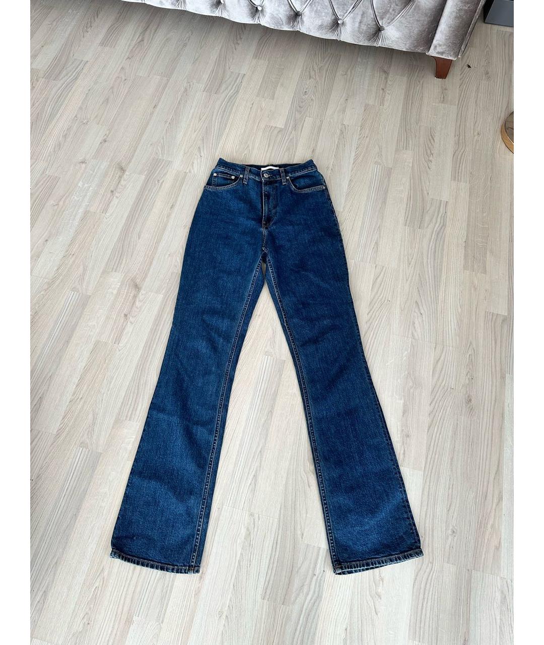 HELMUT LANG Синие хлопко-эластановые прямые джинсы, фото 8