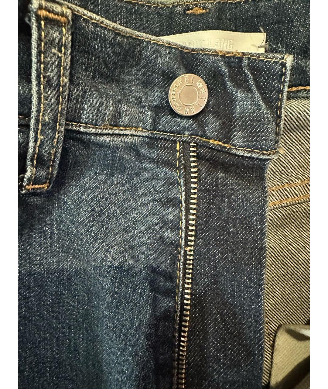 HELMUT LANG Синие хлопко-эластановые прямые джинсы, фото 5