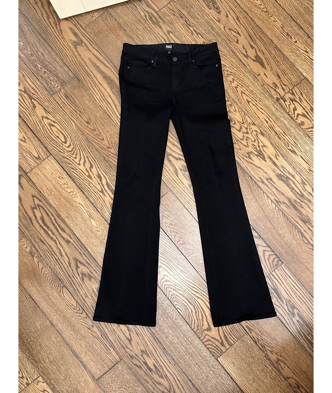 PAIGE Черные хлопко-полиэстеровые джинсы клеш, фото 5