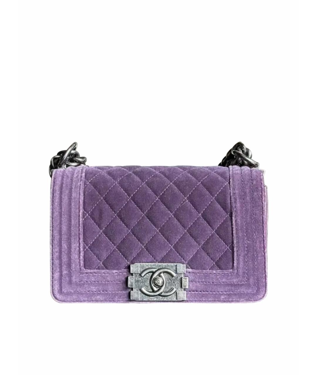 CHANEL PRE-OWNED Фиолетовая бархатная сумка через плечо, фото 1
