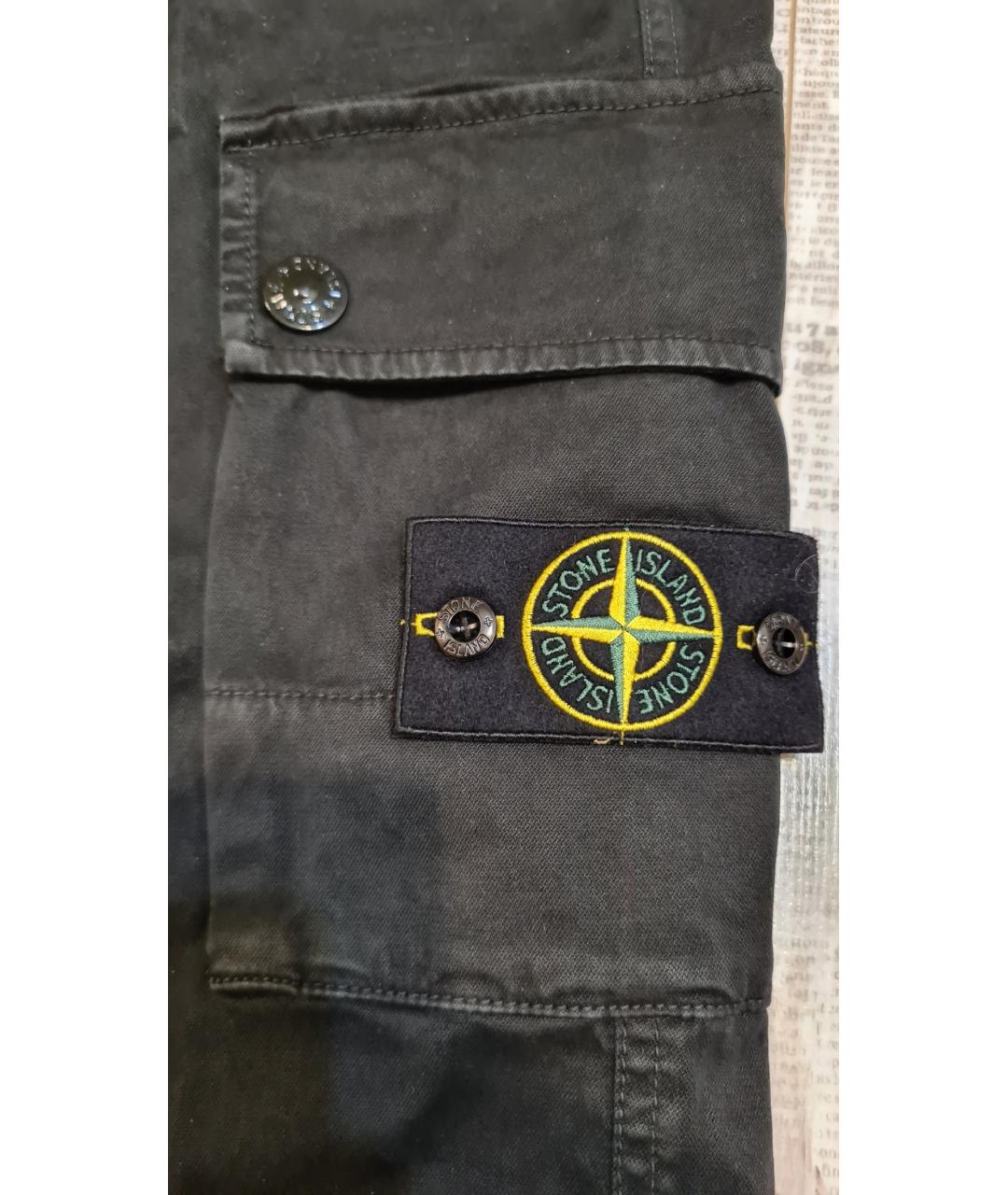 STONE ISLAND Черные хлопковые повседневные брюки, фото 4