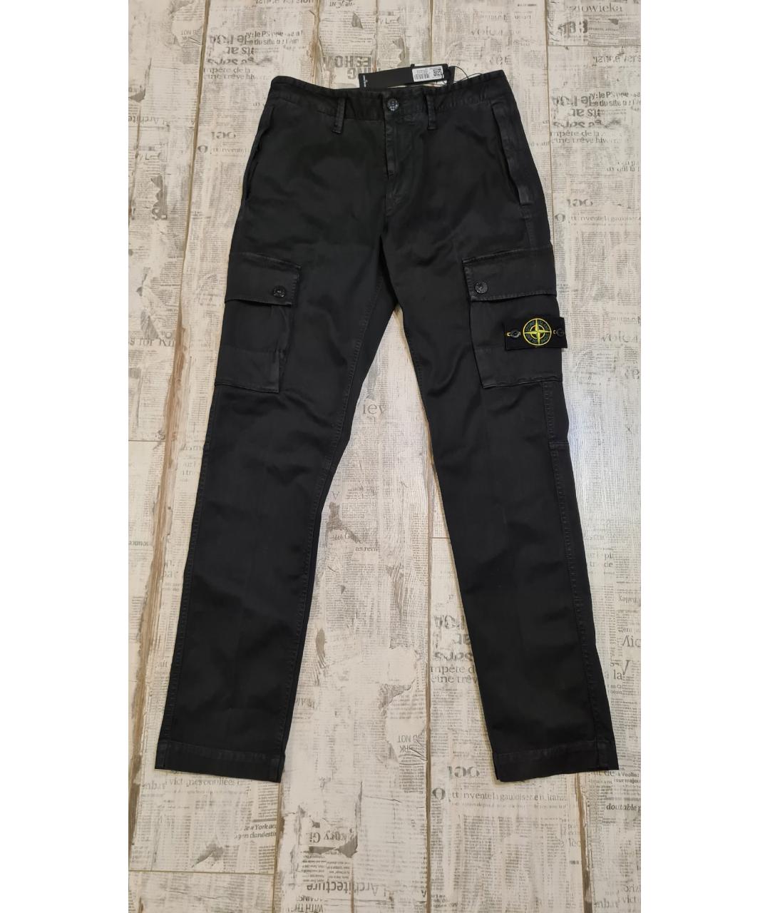 STONE ISLAND Черные хлопковые повседневные брюки, фото 3