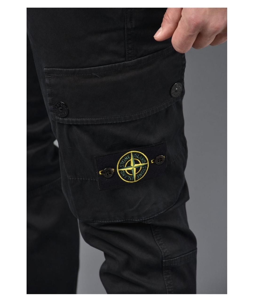 STONE ISLAND Черные хлопковые повседневные брюки, фото 2