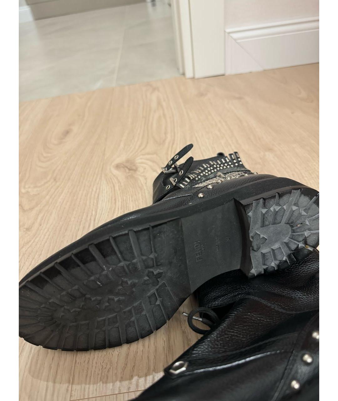 FENDI Черные кожаные ботинки, фото 4