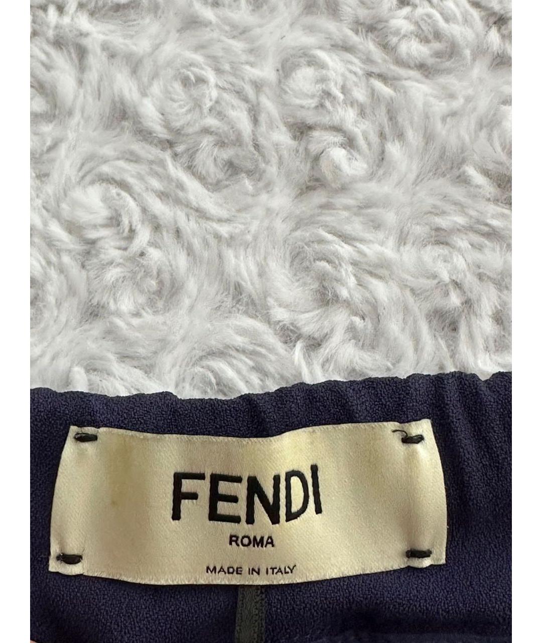 FENDI Синие шелковые брюки широкие, фото 8