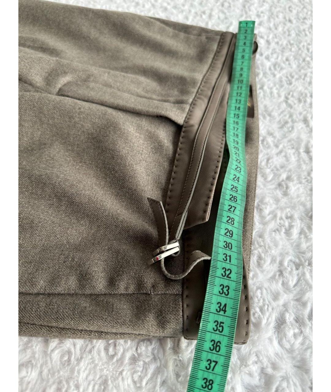 LORO PIANA Коричневые кашемировые прямые брюки, фото 3