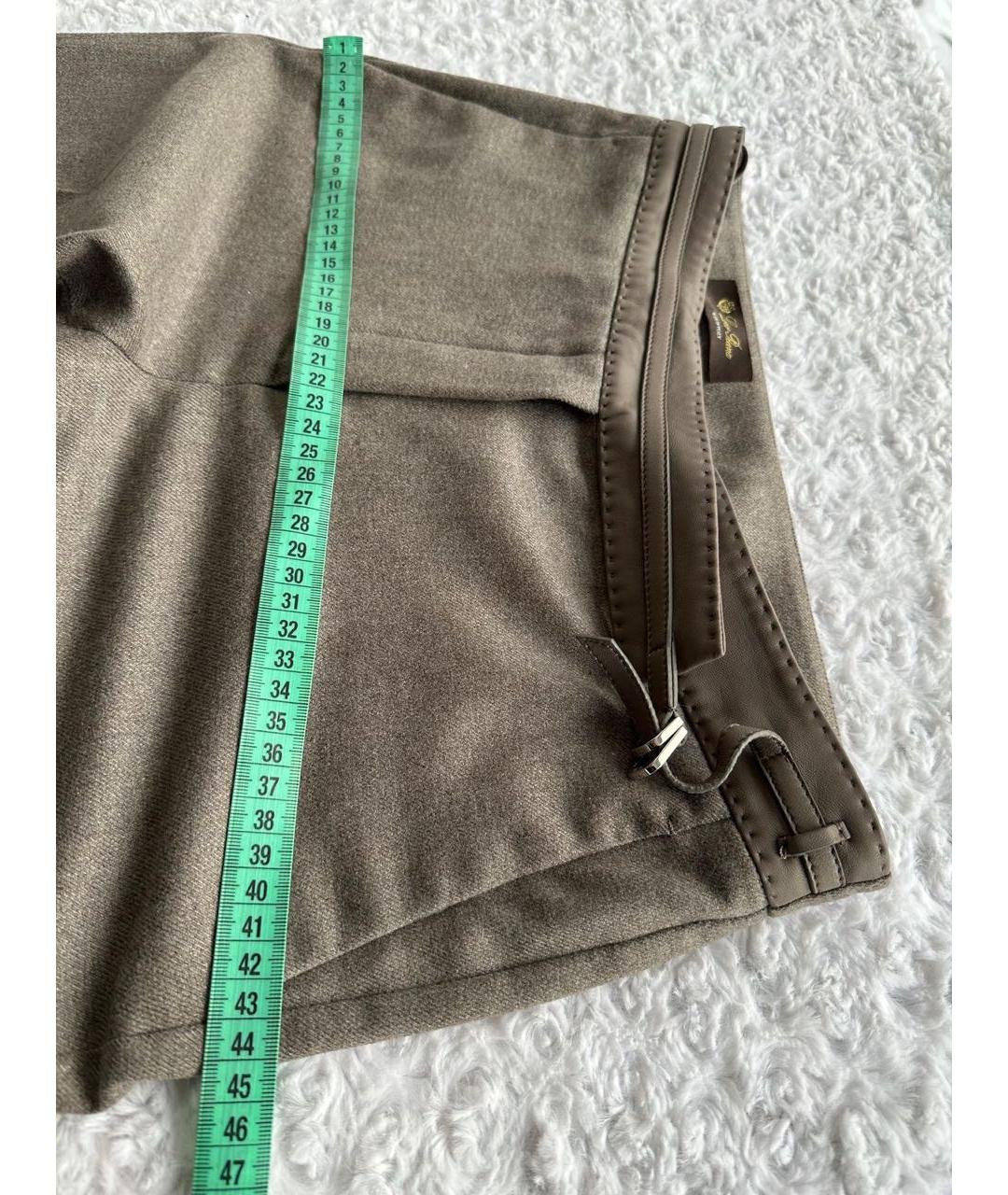 LORO PIANA Коричневые кашемировые прямые брюки, фото 5