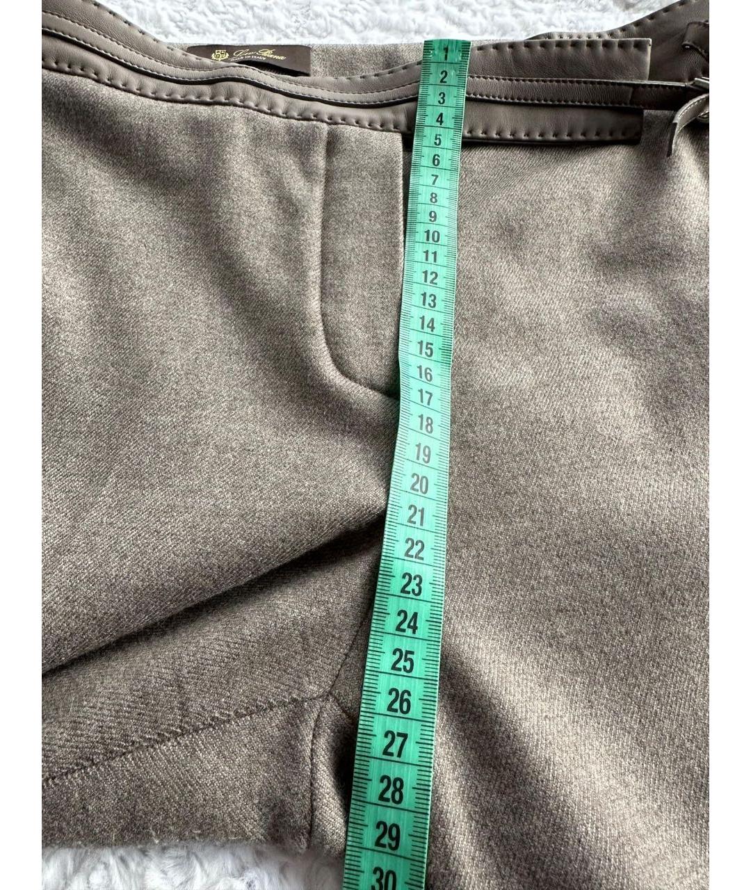 LORO PIANA Коричневые кашемировые прямые брюки, фото 6