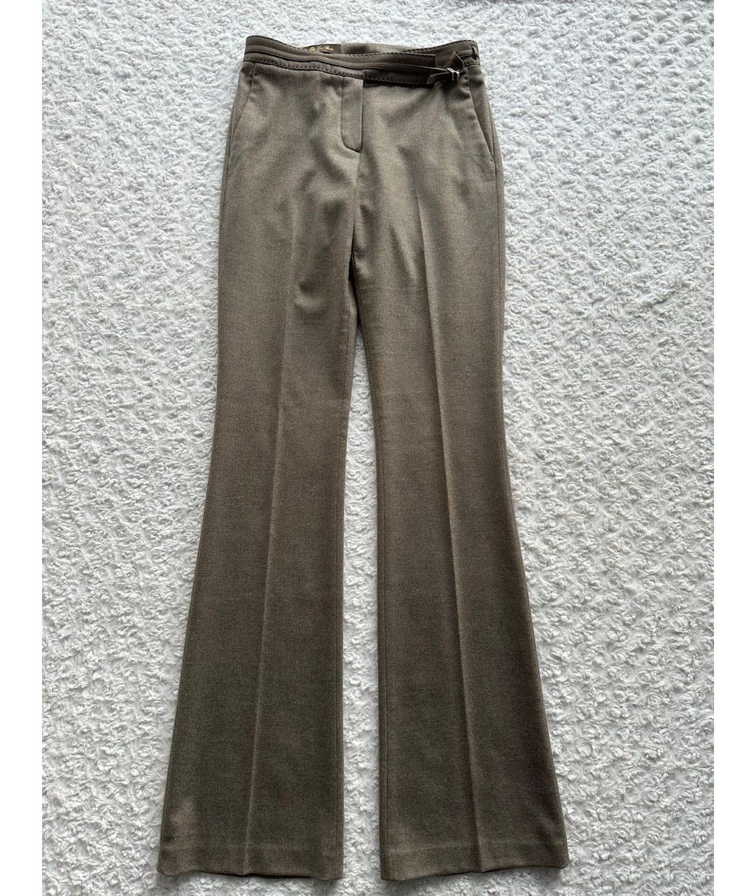 LORO PIANA Коричневые кашемировые прямые брюки, фото 9