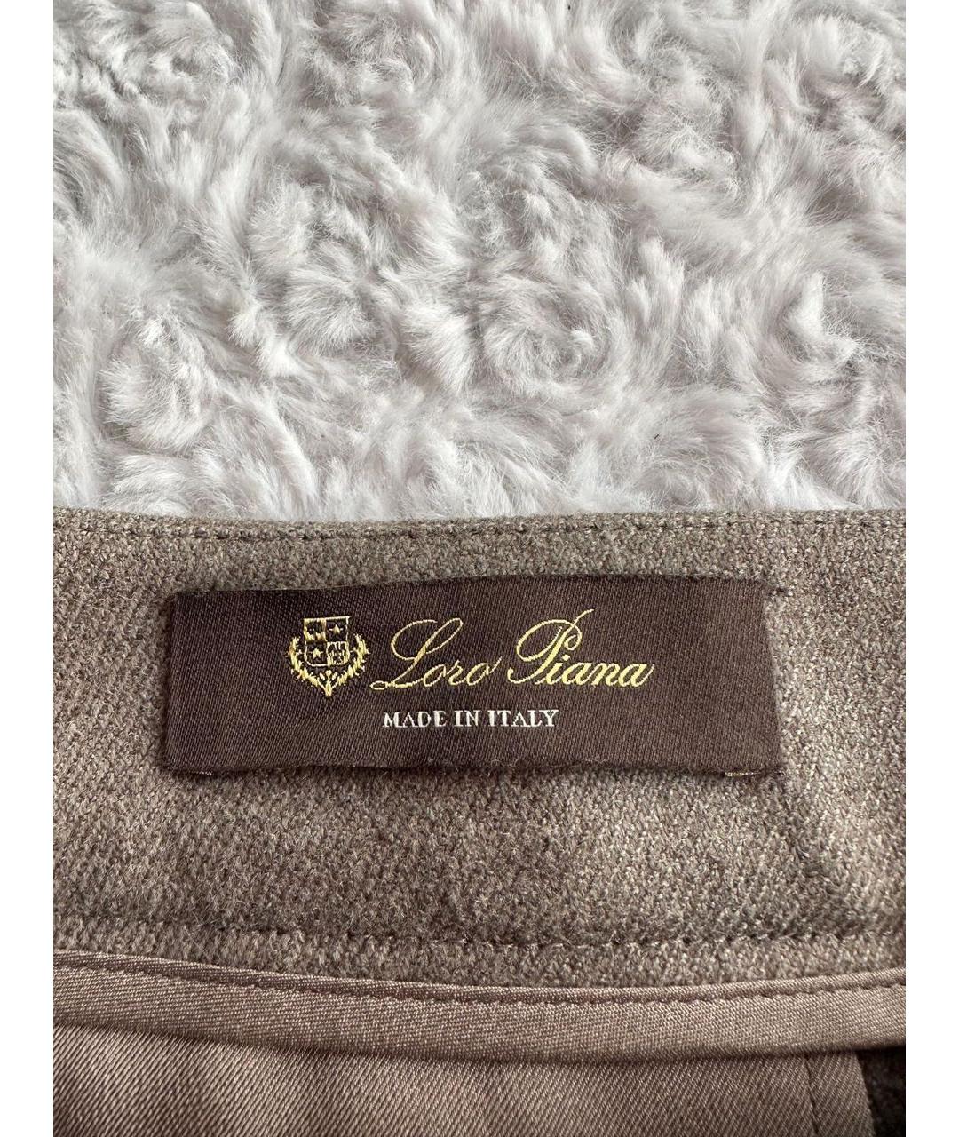 LORO PIANA Коричневые кашемировые прямые брюки, фото 8