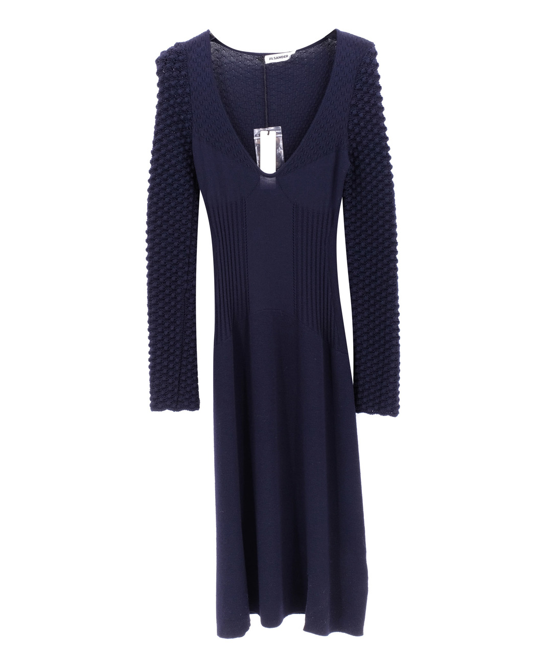JIL SANDER Синее шерстяное повседневное платье, фото 1