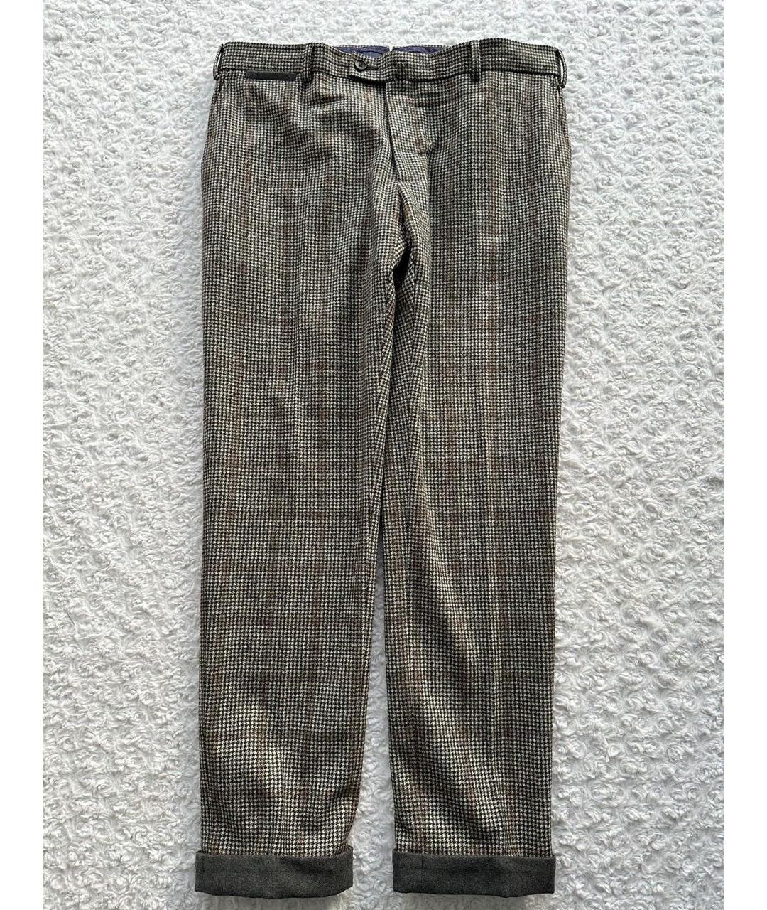 PAL ZILERI Коричневые шерстяные классические брюки, фото 9